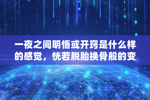 一夜之间明悟或开窍是什么样的感觉,恍若脱胎换骨般的变化,你身边有这样的例子吗,开悟后的眼神变化图片 一夜之间明悟或开窍是什么样的感觉,恍若脱胎换骨般的变化,你身边有这样的例子吗,开悟后的眼神变化图片
