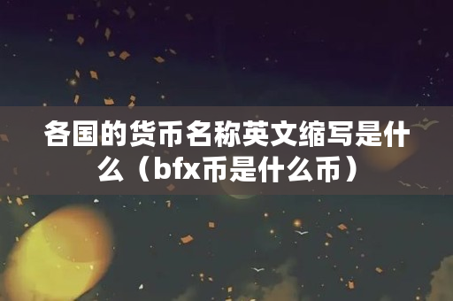 各国的货币名称英文缩写是什么（bfx币是什么币）