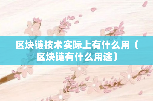 区块链技术实际上有什么用（区块链有什么用途）