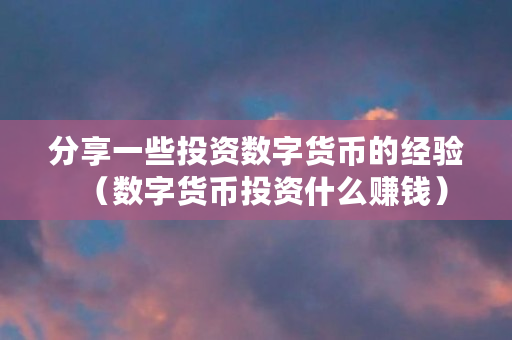 分享一些投资数字货币的经验（数字货币投资什么赚钱）