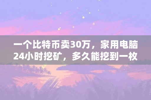 一个比特币卖30万，家用电脑24小时挖矿，多久能挖到一枚（什么货币挖矿快一点）
