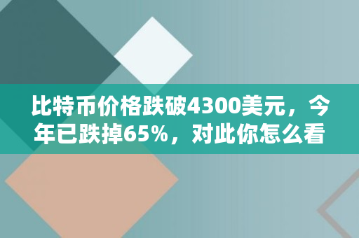 比特币价格跌破4300美元，今年已跌掉65%，对此你怎么看,比特币今天价格多少钱