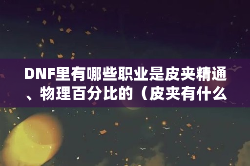 DNF里有哪些职业是皮夹精通、物理百分比的（皮夹有什么特点和作用）