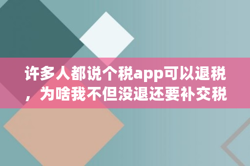 许多人都说个税app可以退税，为啥我不但没退还要补交税,个人所得税app为什么要补税呢