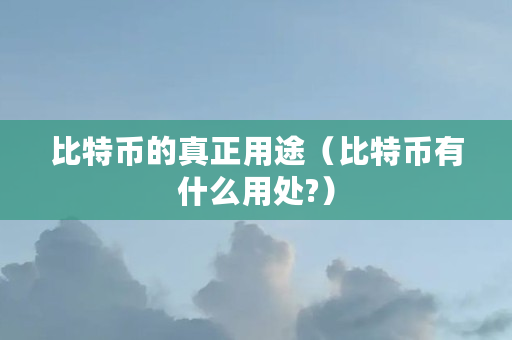 比特币的真正用途（比特币有什么用处?）