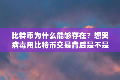 比特币为什么能够存在?想哭病毒用比特币交易背后是不是有什么玄机(ZCoin是什么意思) 比特币为什么能够存在?想哭病毒用比特币交易背后是不是有什么玄机(ZCoin是什么意思)