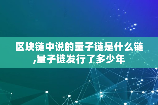 区块链中说的量子链是什么链,量子链发行了多少年