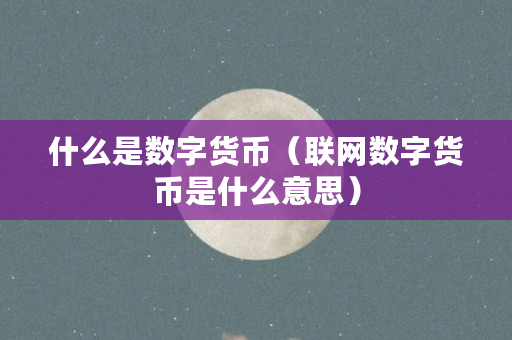 什么是数字货币（联网数字货币是什么意思）