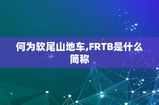 何为软尾山地车,FRTB是什么简称