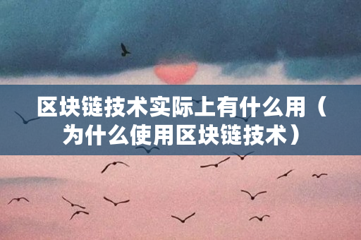 区块链技术实际上有什么用（为什么使用区块链技术）