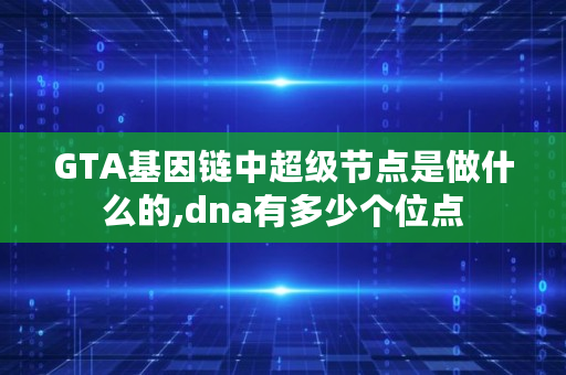GTA基因链中超级节点是做什么的,dna有多少个位点
