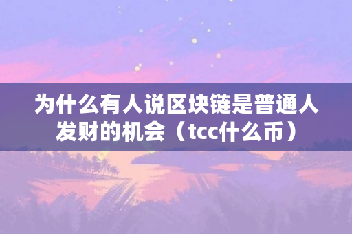 为什么有人说区块链是普通人发财的机会(tcc什么币) 为什么有人说区块链是普通人发财的机会(tcc什么币)