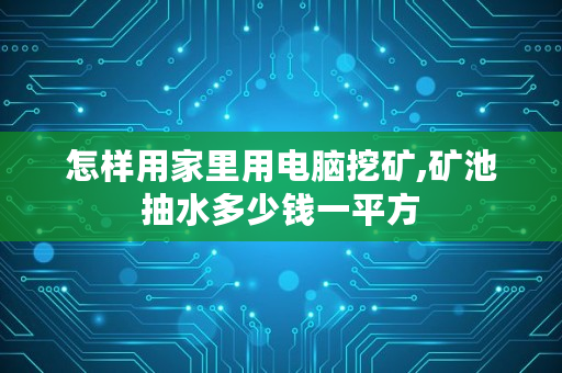 怎样用家里用电脑挖矿,矿池抽水多少钱一平方