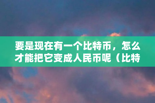 要是现在有一个比特币，怎么才能把它变成人民币呢（比特币转出币是什么意思）