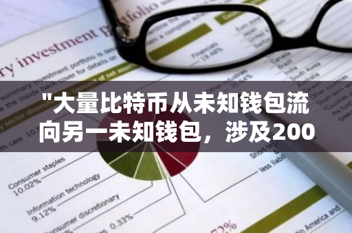 "大量比特币从未知钱包流向另一未知钱包，涉及2000枚BTC的交易引人注目"