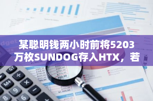 某聪明钱两小时前将5203万枚SUNDOG存入HTX，若卖出将获利1046.8万美元