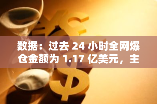 数据：过去 24 小时全网爆仓金额为 1.17 亿美元，主爆空单