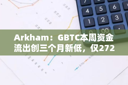 Arkham：GBTC本周资金流出创三个月新低，仅2720万美元