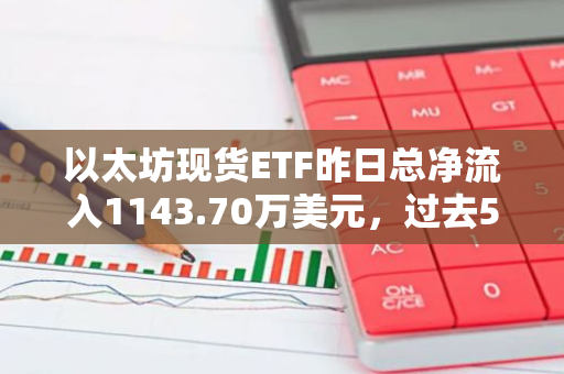 以太坊现货ETF昨日总净流入1143.70万美元，过去5日净流出后首次净流入