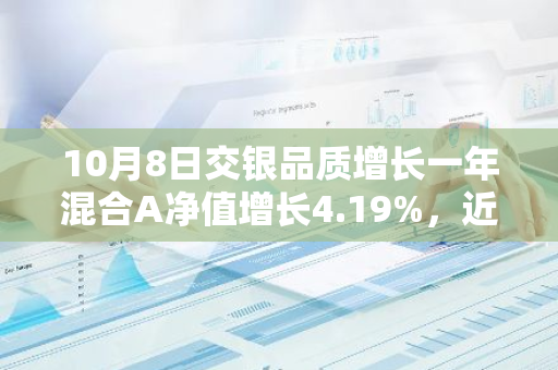 10月8日交银品质增长一年混合A净值增长4.19%，近1个月累计上涨33.98%