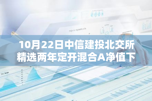 10月22日中信建投北交所精选两年定开混合A净值下跌3.08%，今年来累计下跌4.94%