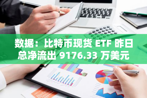 数据：比特币现货 ETF 昨日总净流出 9176.33 万美元，ETF 净资产比率达 4.64%