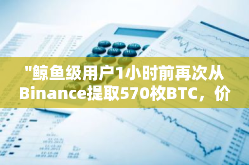 "鲸鱼级用户1小时前再次从Binance提取570枚BTC，价值高达3984万美元"