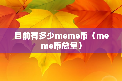 目前有多少meme币（meme币总量）