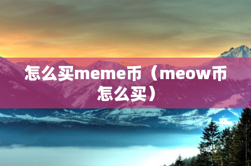 怎么买meme币（meow币怎么买）