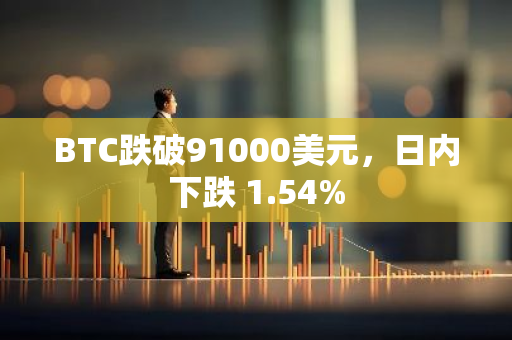 BTC跌破91000美元，日内下跌 1.54%