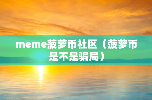 meme菠萝币社区（菠萝币是不是骗局）