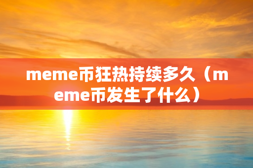 meme币狂热持续多久（meme币发生了什么）