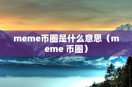 meme币圈是什么意思（meme 币圈）