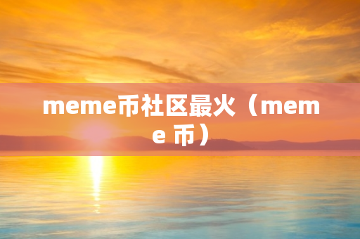 meme币社区最火（meme 币）