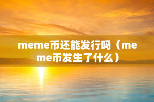 meme币还能发行吗（meme币发生了什么）