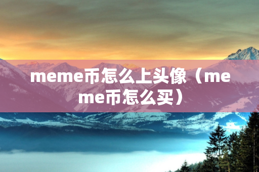 meme币怎么上头像（meme币怎么买）