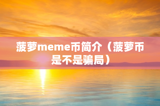 菠萝meme币简介（菠萝币是不是骗局）