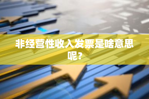 非经营性收入发票是啥意思呢？