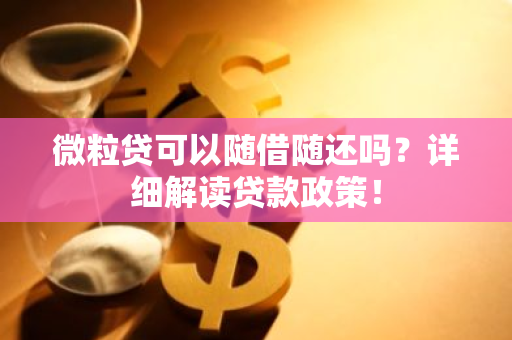 微粒贷可以随借随还吗？详细解读贷款政策！