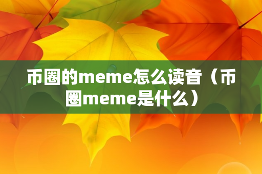 币圈的meme怎么读音（币圈meme是什么）