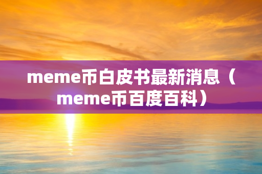 meme币白皮书最新消息（meme币百度百科）