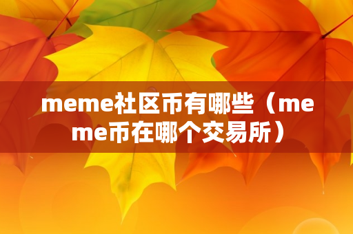 meme社区币有哪些（meme币在哪个交易所）