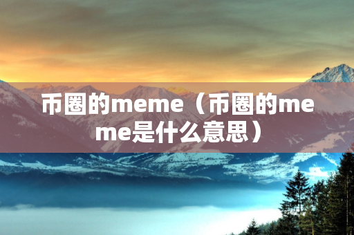 币圈的meme（币圈的meme是什么意思）