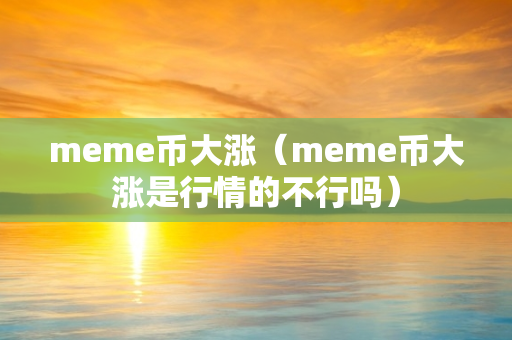 meme币大涨（meme币大涨是行情的不行吗）