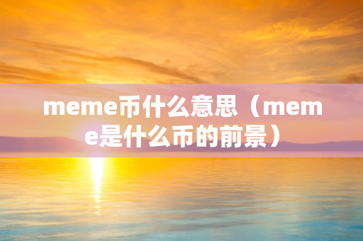 meme币什么意思（meme是什么币的前景）