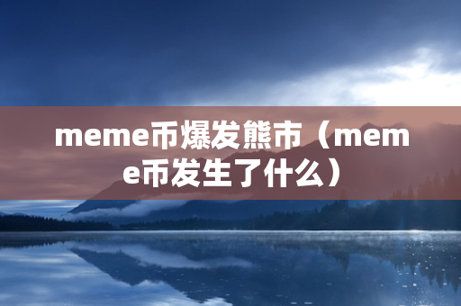 meme币爆发熊市（meme币发生了什么）