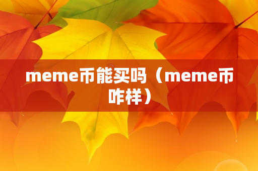 meme币能买吗（meme币咋样）