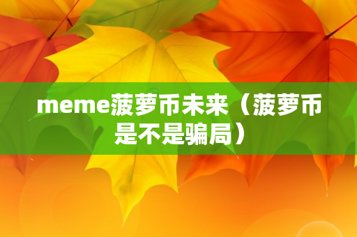 meme菠萝币未来（菠萝币是不是骗局）