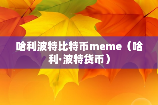 哈利波特比特币meme（哈利·波特货币）