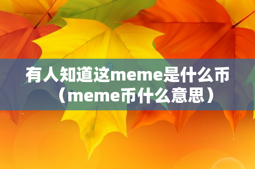 有人知道这meme是什么币（meme币什么意思）